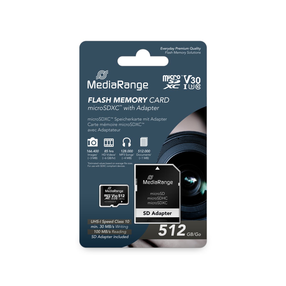 MediaRange microSDXC™ Memory Card with SD Adapter, UHS-I/U3, 512GB