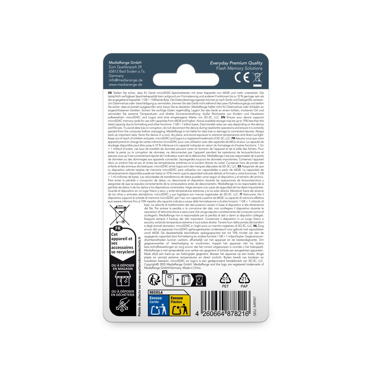 MediaRange microSDXC™ Memory Card with SD Adapter, UHS-I/U3, 512GB