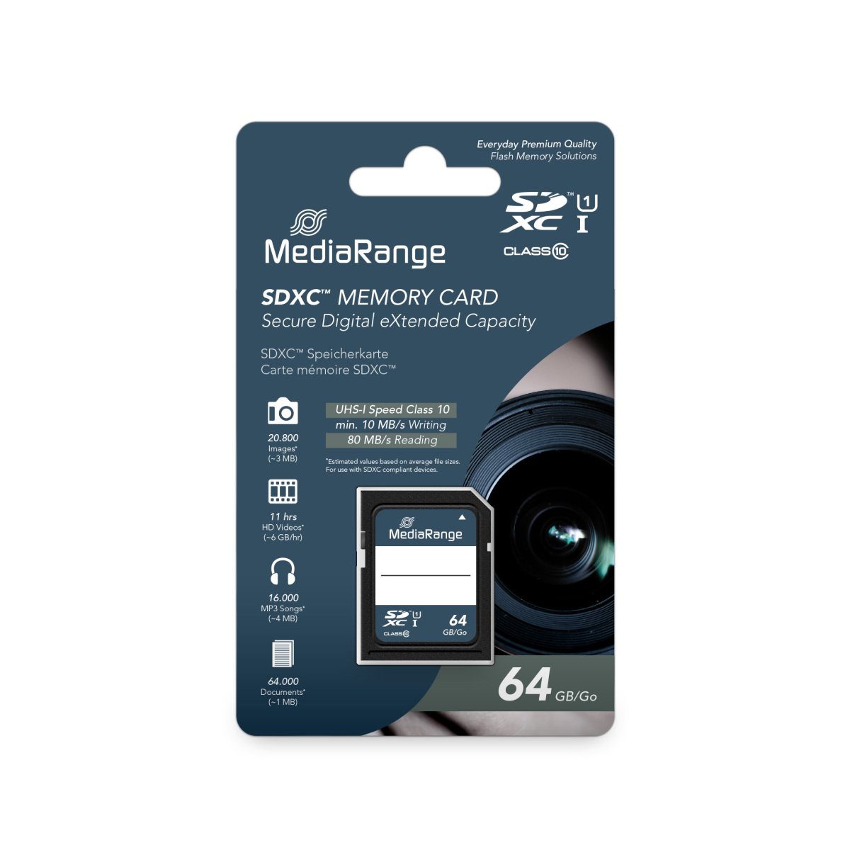 MediaRange SDXC™ Memory Card, UHS-1/Class 10, 64GB