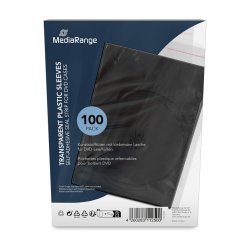 MediaRange Transparent plastic sleeves for 14mm DVD cases, adhesive seal strip, 100-Pack