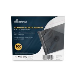 MediaRange Adhesive plastic sleeves for 10.4mm CD jewelcases, transparent, 100 pack