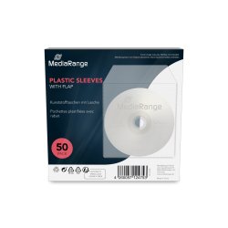 MediaRange Plastic sleeves with flap, transparent, 50 pack