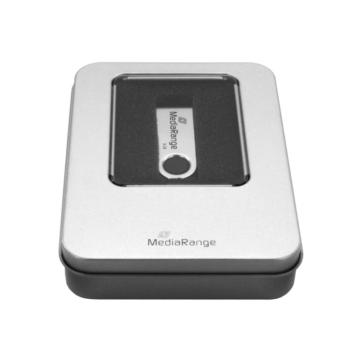 MediaRange Aluminum storage box for USB flash drives, 115 x 85 x 22mm, silver