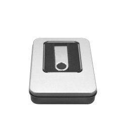 Aluminum storage box for USB flash drives, 89 x 60 x 18mm, silver