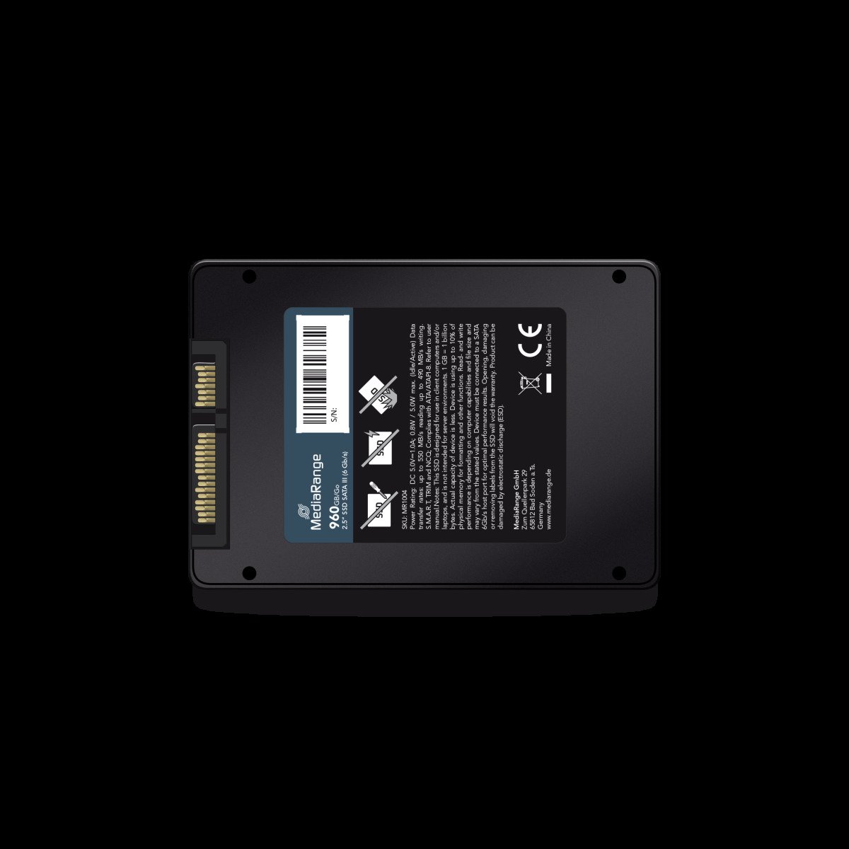 MediaRange Internal 2.5-inch solid state drive, SATA 6 Gb/s, 960GB, black