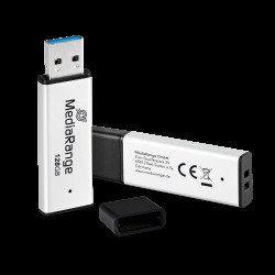 Single USB - Transparentrotective Cap, Silver/Black, 128GB