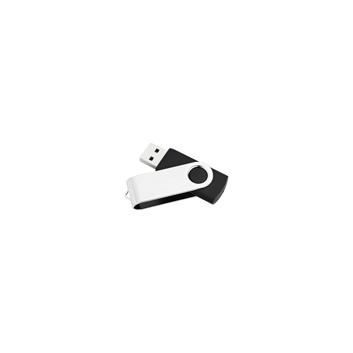 USB 2.0 Flash Memory Drive, Swivel Housing, Unprinted, Silver/Black, 8GB