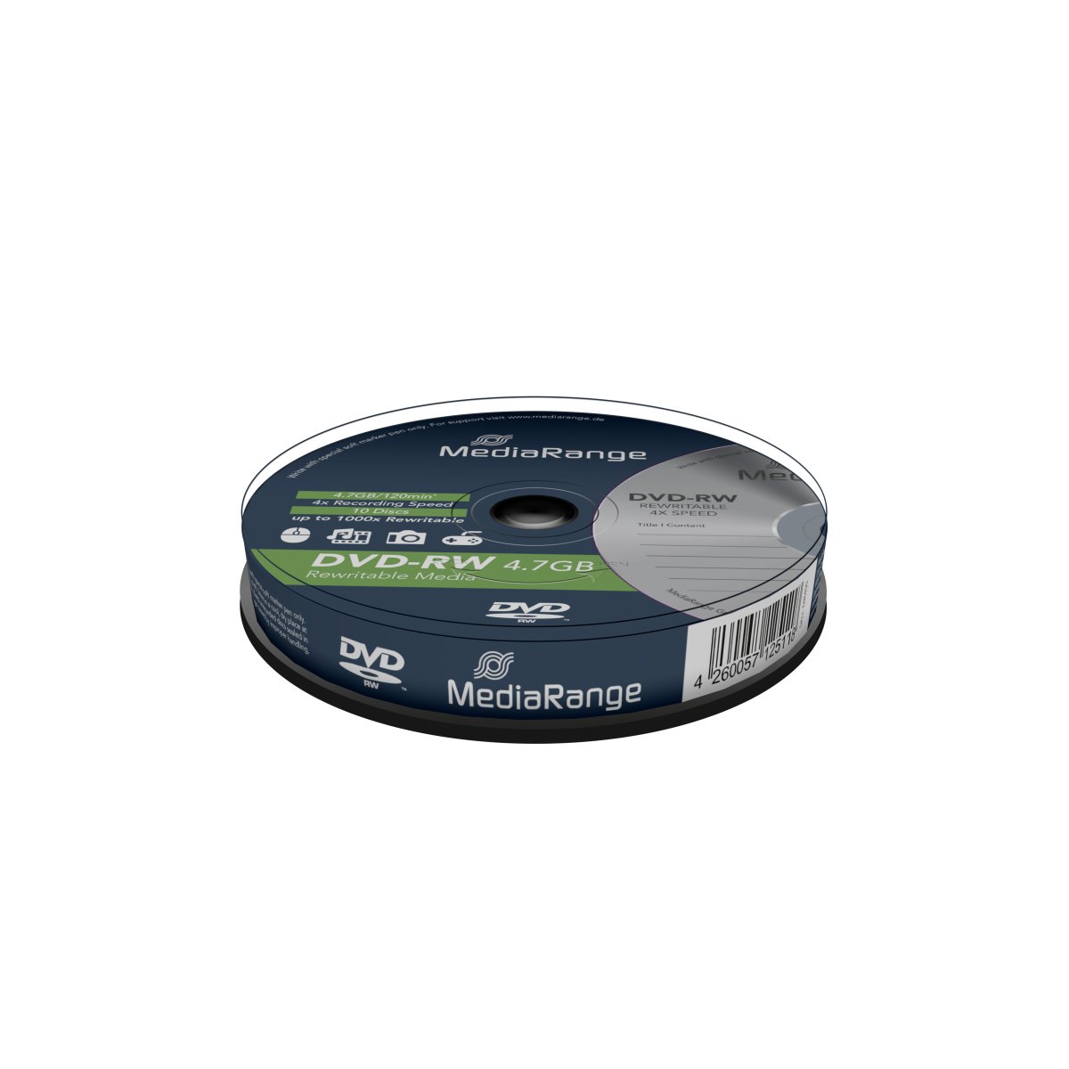 DVD-RW 4.7GB I 120min, 4x Speed, Cake 10
